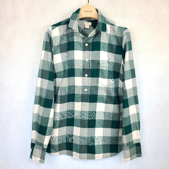J Crew Factory Plaid Popover Shirt - Picture 2 of 4